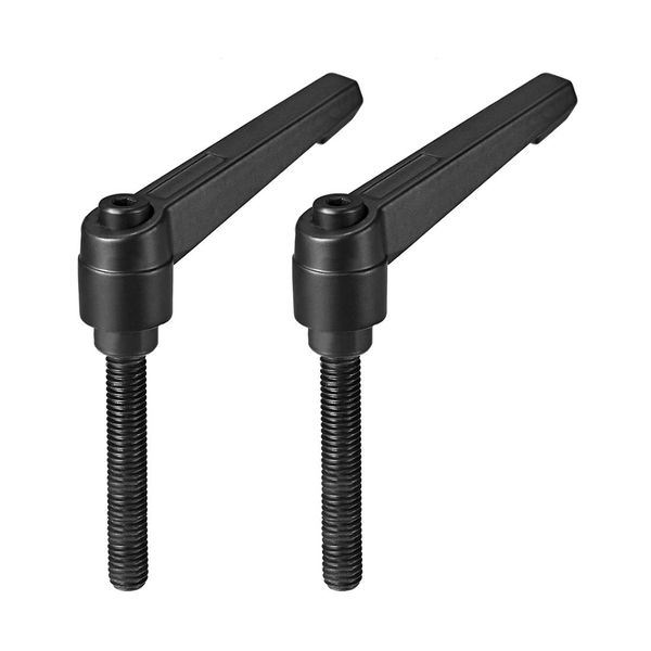 sourcing map M8 x 60mm Handle Adjustable Clamping Lever Thread Push Button Ratchet Male Threaded Stud Knobs Locking Rotating Screw Handles Quick Release Bolt Black 2pcs