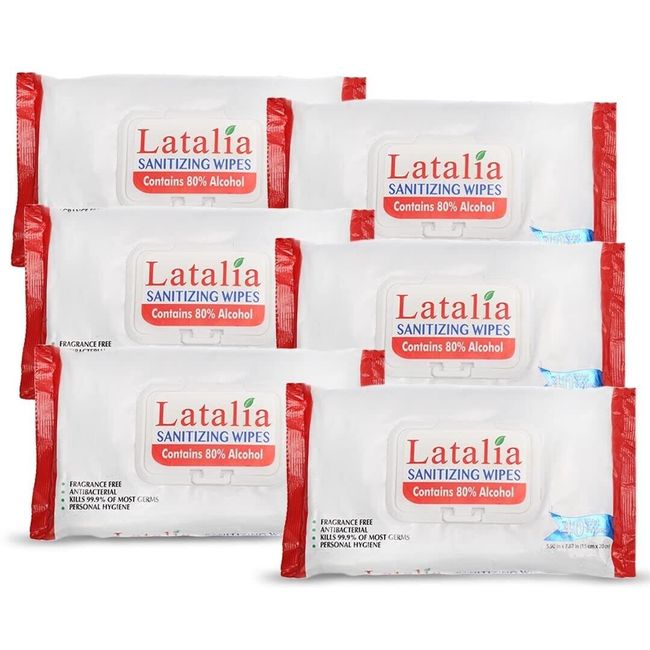 Latalia Sanitizing Wipes 40 wipes,Travel Friendly and Convenient Pack of 6