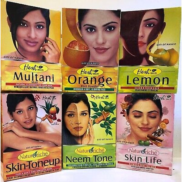 Hesh Skin Care Kit 100gX 6: Orange Peel Lemon Peel Multani Neem Tone Skin Tone