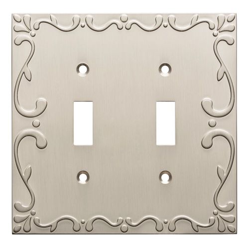 Franklin Brass Classic Lace Wall Plate, Satin Nickel Double Switch Cover Switch Cover, 1-Pack, W35073-SN-C