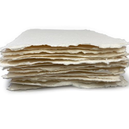 Ultra Thick Handmade Watercolor Paper with Deckle Edge - 23x30.5 cm - 500GSM - Premium Off White/Ivory Cold Press Textured Mixed Media Paper Made with Recycled Cotton - 15 Loose Leaf Sheets