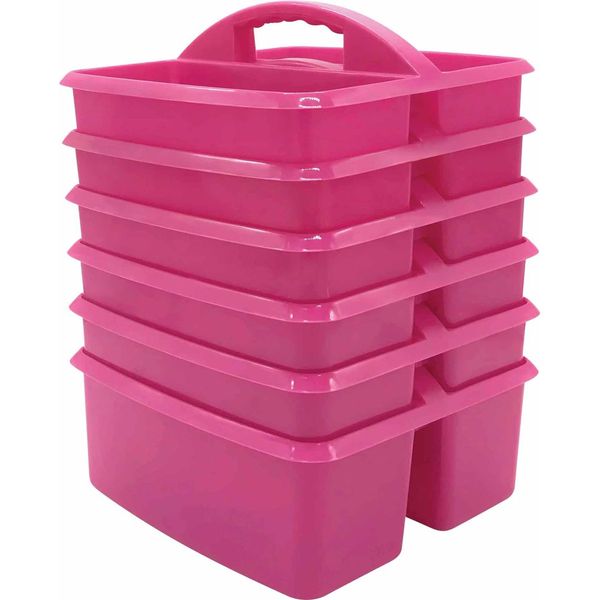 Pink Plastic Storage Caddy Pack of 6