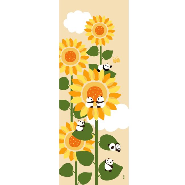 Hamamonyo Picture Tenugui, Sunflower and Panda