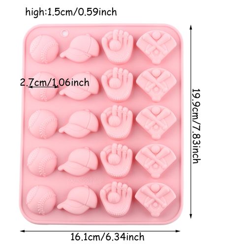YIMINGMOLD 20 Cavity Baseball Chocolate Molds Sports Theme Silicone Mold Baseball Softball Bat Glove Molds For Candy Chocolate
