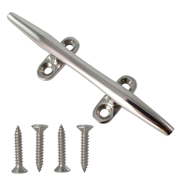 VEITHI 6 inch 316 Stainless Steel Boat Cleat, Boat Cleats 6inch Open Base (1 Pack), Boat Dock Cleats Include Stainless Steel Screws