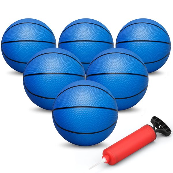 Dilabnba 6 inches Mini Basketball Toy Set for Kids (Deflated/Pump Included) Over The Door Mini Hoop Basketball Replacements for Kids Teenagers for Pool, Indoors, Outdoors (Blue)