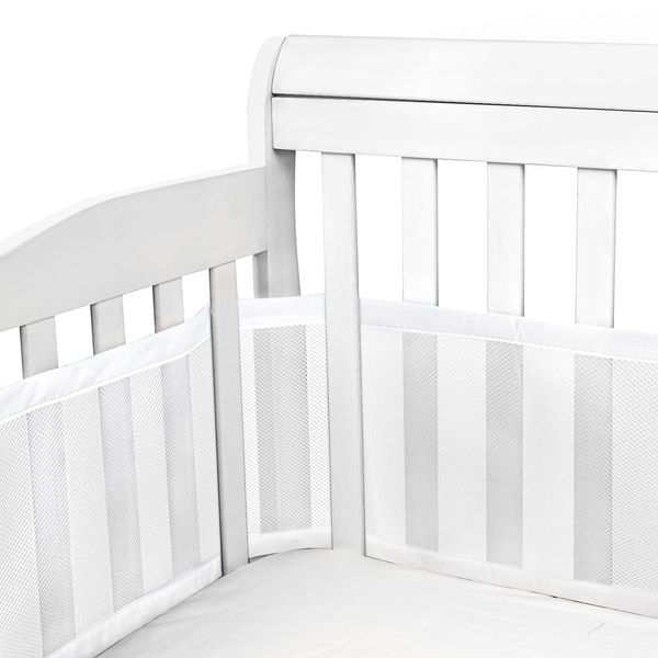 Luchild Cot Bumper - Baby Boys Girls Nursery Breathable Crib Bed Liner Bumper Set - Airflow Safe 3D Mesh Crib Liner (White)