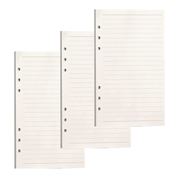 PALUDO 3 Packungen A6 Nachfüllpapier, 135 Blätter A6 Papier Liniert, 6 Löcher Nachfülleinlagen Loose Notizpapier A6 Refill Paper für Filofax Bullet A6 Ringbücher Notizen Skizze