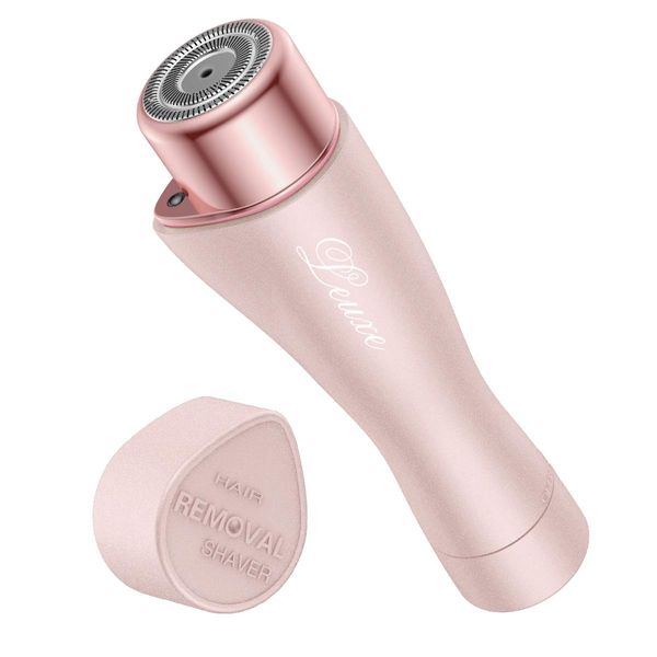 Facial Hair Remover for Women, Leuxe Painless Hair Removal Waterproof Shaver Razor with LED Light for Peach Fuzz Fine Hair Chin Cheek Upper Lip (Rose)