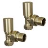 Angled Radiator Valves 15mm Manual Modern Round - Brushed Brass