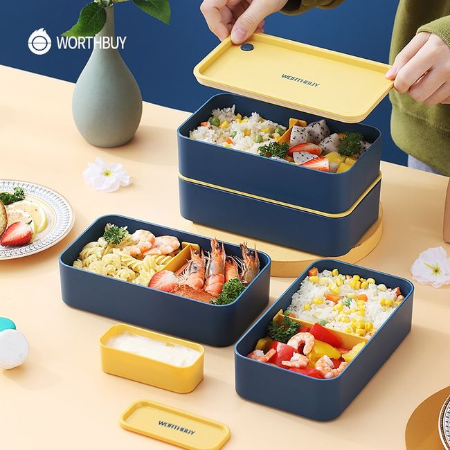 Portable Lunch Box, Bento Box With Compartments & Sauce Box, Stackable  Salad Fruit Food Container, Bento Lunch Box With Bag, Lunch Box Adult 