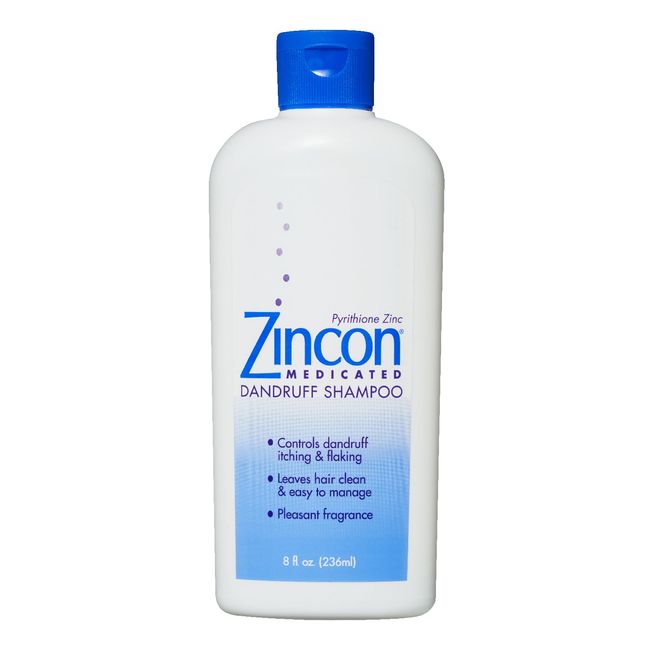 Zincon Medicated Dandruff Shampoo, for Dry, Itchy Scalp Care & Anti-Dandruff with Immediate Soothing Relief - 8 Fl Oz