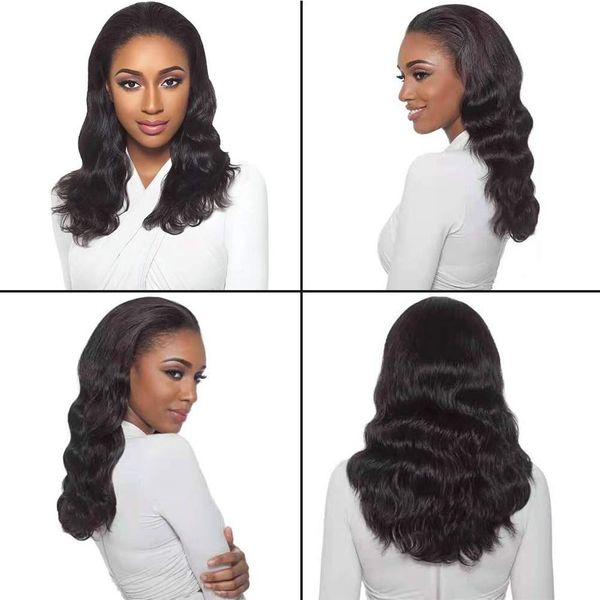 Half Wigs for Black Women Body Wave Wig Human Hair 12inch 3/4 Wig with Headband Clip in Wigs No Glue No Sewing