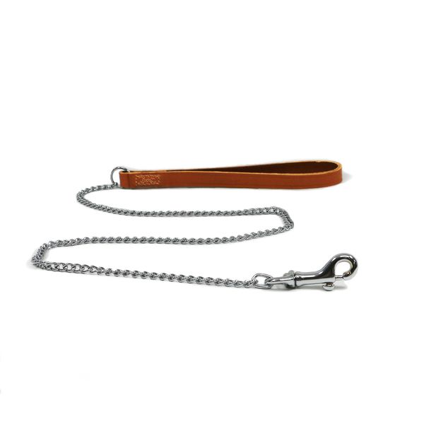 Ancol Leather Fine Chain Lead Tan 87 cm