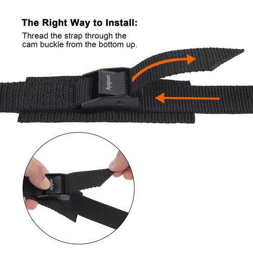 Ayaport Lashing Straps with Buckles Adjustable Cam Buckle Tie Down Cinch Strap for Packing Black 4 Pack