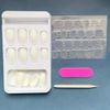 Carufin 24 Pieces White Matte False Nails Stickers Press Fake Nails Ballet Artificial Nails for Women and Girls