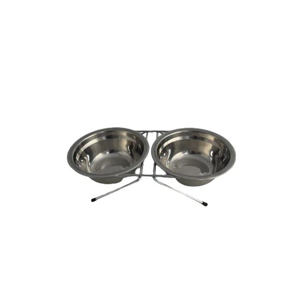 DOUBLE DINER STAINLESS STEEL PET FEEDER FOR PUPPY KITTEN FOOD STATION SMALL ANIMAL