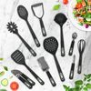 Fackelmann PRO Slotted Spoon, Multi Functional Serving Spoon, Cooking Spoon, PBT Function Head, Soft Touch Handle, 35x7x6cm, Black & Grey