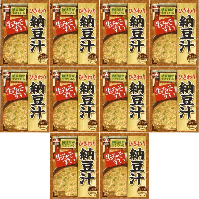 Asahimatsu Shoku, Miso Zu, Hikiwari Natto Soup, 3 Servings, 1.6 oz (46.5 g) x 10 Packs