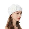 ZLYC Women's Beanie Hat with Flowers Elastic Chemo Hat, Flowers white, Einheitsgröße