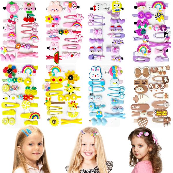 112 Pcs Cute Girls Hair Clips,kids hair clips,Toddler Girls Hair Clips for Flower Rainbow Candy Fruits Butterfly Cute Cartoon pattern