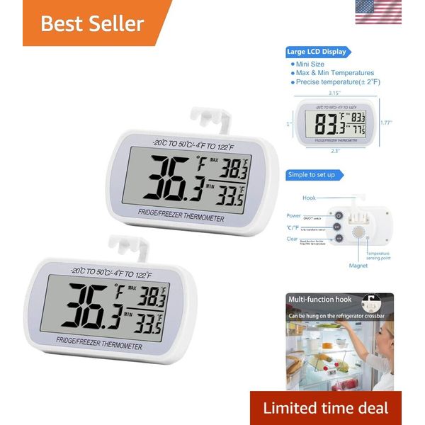 Accurate Max/Min Record LCD Thermometer 2 Pack - Reliable Temperature Monitoring