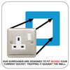 Single Socket Surround | Square | Acrylic Back Panel or Finger Plate | Light Switch Plug, Font Colour:Light Blue