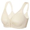 DotVol Women's Full Figure Front Closure Wirefree Jacquard Back Support Posture Bra(Beige,34D)