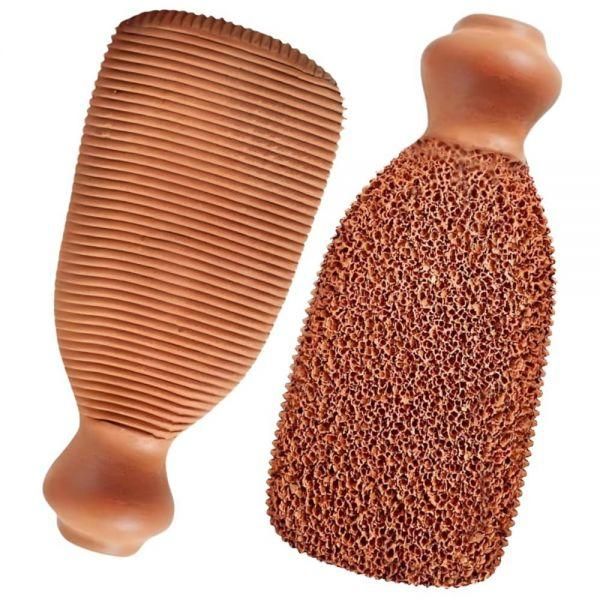 Terra Cotta Ancient Indus Valley Foot Scrubber Callus Remover Skin Care Kit Pedicure for Hands and Dead Skin