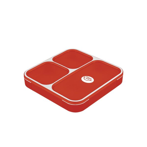 Foodman DSK Bento Box, Standing and Transporting, Thin, 28.7 fl oz (800 ml), Clear Red, Juice Resistant