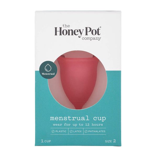 The Honey Pot Company - Menstrual Cup - Natural Feminine Hygiene Products - Hypoallergenic and Flexible Medical-Grade Silicone - Reusable and Washable Protection for Periods - Size 2