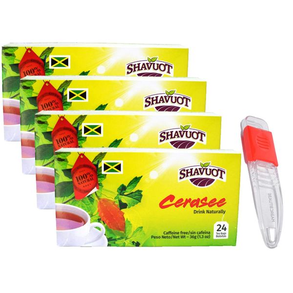 Shavuot Jamaican Cerasee Tea 24 Tea Bags Pack of 4 with Adjustable Measuring Spoon in Sealed O Datz Good Packaging (Pack of 4)