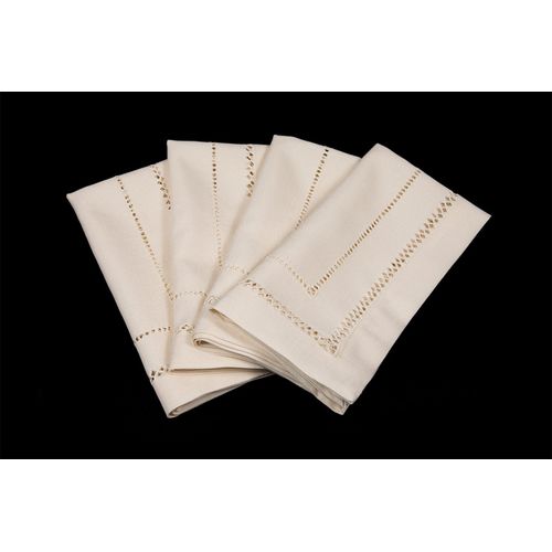Xia Home Fashions Double Hemstitch Easy Care Napkins, 20 by 20-Inch, Ivory, Set of 4