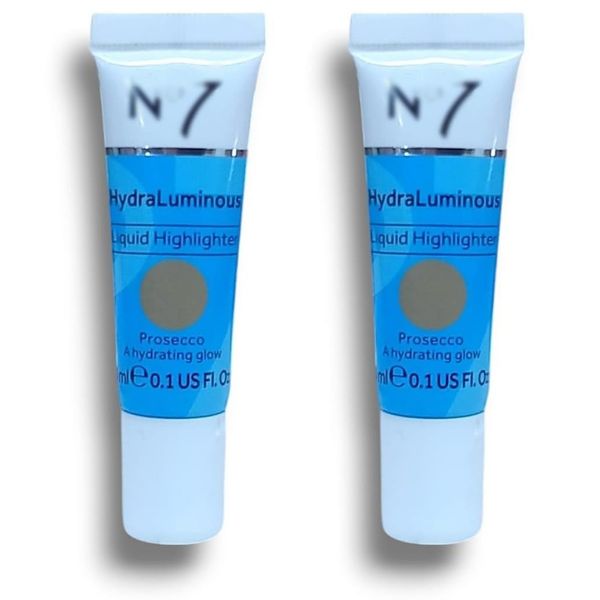 2x HydraLuminous Liquid Highlighter - Proseccō by Nō 7 | A Hydrating Glow | 3mL Each [Mini Size]
