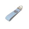 Monogrammed Navy Seersucker on Gray Keychain Key Fob