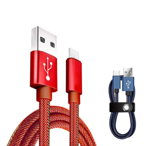 Type-C Cable, 3.3 ft (1 m) Length, USB Type C Charging Cable, Denim Fabric, USB C, Data Transfer Cable, High Speed Charging, Type C, Smartphone Cable, For Android, Compatible with Various Type C