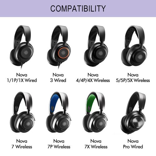 Ear Pads Replacement for SteelSeries Arctis Nova - Magic Mesh Fabric Earpads for Arctis Nova Pro Wired, Nova 1, 3, 4, 5, 7 Headphones - Made by GEVO Cushions with High-Density Foam - Purple