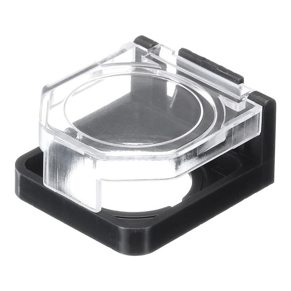 sourcing map Stop Button Cover, 1.5"x1.7"x0.6" Round Transparent Push Button Switch Cover with Adhesive Black Base for Push Button 1pcs