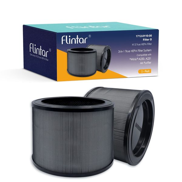 Flintar 2-Pack of True HEPA Replacement Filter O, Compatible with Winix A230 ...