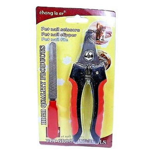 CHONG LE ER Pet Nail Clipper and Scissors W/ Bonus File Pet Grooming Tools Red