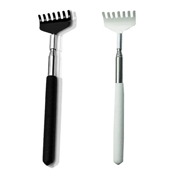 Grandson Hand Portable Extendable Back Scratch Brush 2 Pack Anti-Itching Body Tickle Stainless Steel and Rubber Extended Approx. 26.8 inches (68 cm), Black/White