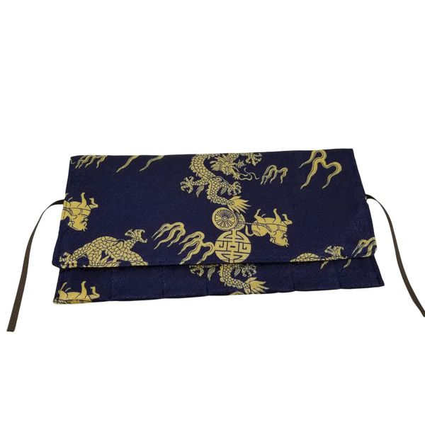 Navy and Gold Brocade Straight Edge Razor Storage