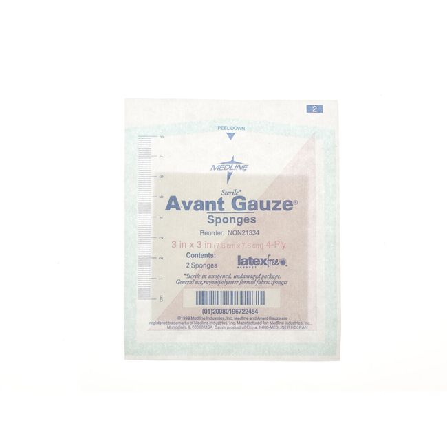 Medline Avant Gauze Non Woven Sterile Sponge - 3" x 3" - 4-Ply - Box of 80