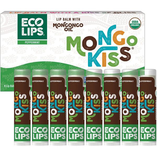 USDA Organic Peppermint Lip Balm Set, 8-pack, 0.15 oz each, Eco Lips