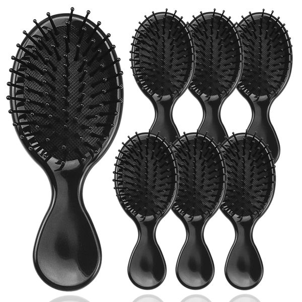 20 Pack Mini Hair Brushes Bulk, Mini Hair Brush Individually Wrapped, Soft Bristles Adds Shine, Scalp Massage and Detangling, Safe for All Hair Types Extensions, Wigs(Bright Black)