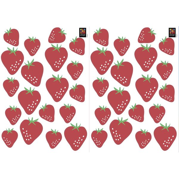 Plage 157165 Wall Art Vinyl Sticker ? Strawberries 2 sheets 29.7 x 0.1 x 21 cm red