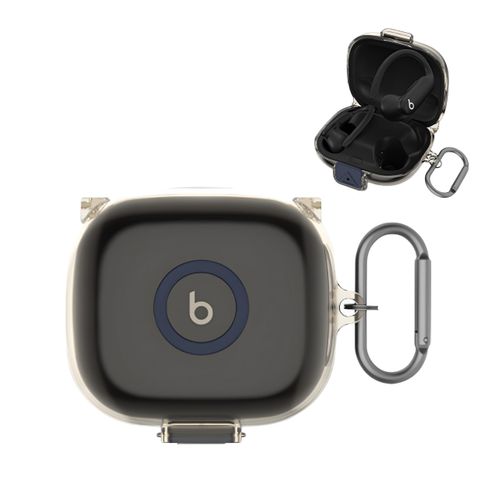 SKPY Case Compatible with Beats Powerbeats Pro 2 with Lock Clip and Keychain,Clear TPU Security Anti-Loss Shockproof Cover for PowerbeatsPro2 for Women Men