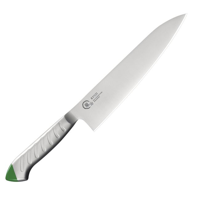 Shimomura Industry Ryuji Stainless Steel Gyu Knife 8.3 inches (210 mm), Green, Molybdenum/Vanadium Steel, Dishwasher Safe, HACCP Compatible, RYS-14G, Niigata, Made in Tsubamesanjo