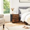 Rust Brown 2Pcs Nightstand End Table  Bedroom 2 Fabric Drawers Beside Table