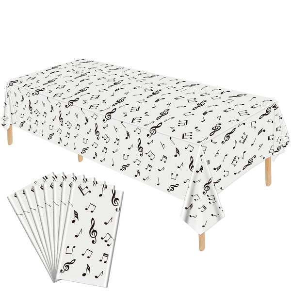 Hegbolke 8 Pack Musical Notes Tablecloths 86.6 x 51.2Inch Reusable Rectangular Music Tablecovers Musical Notes Theme Birthday Party Decoration for Music Party Decoration Supplies